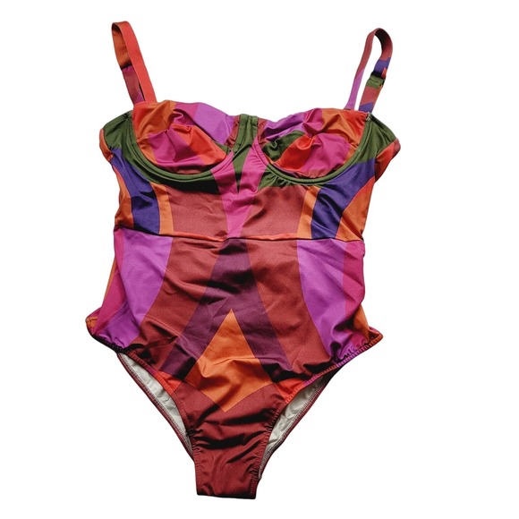 Farm Rio Geo One-Piece Swimsuit, Size Small - Picture 4 of 10